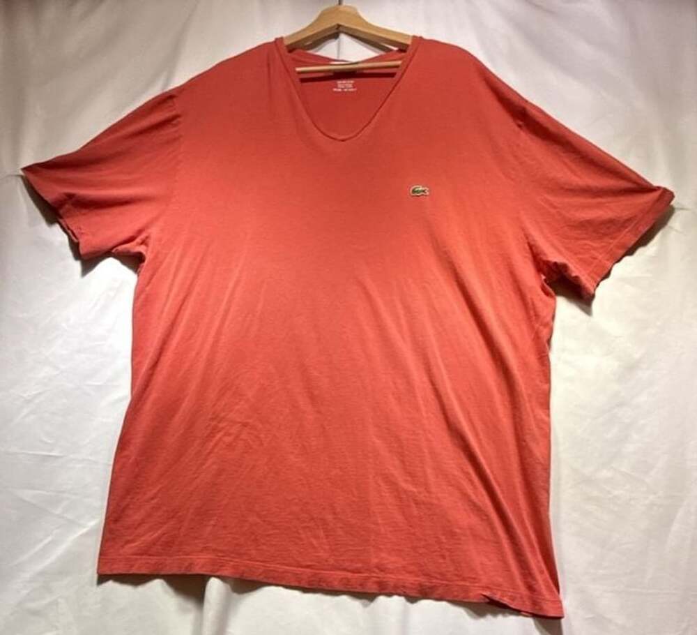 Lacoste Big & Tall V-Neck Pima Cotton T-Shirt Orange Short Sleeve TH7508 8R/1XLB